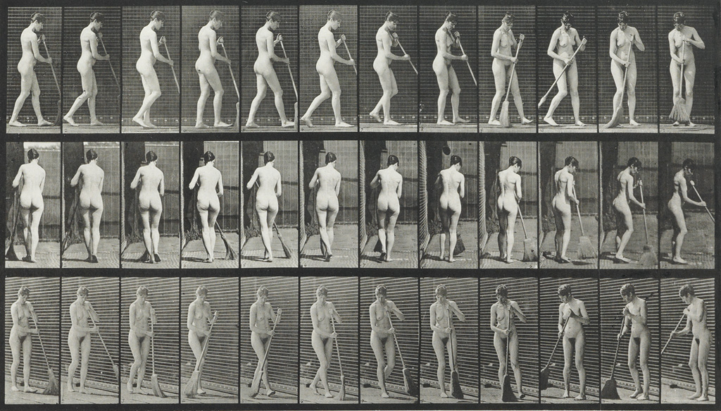 EADWEARD MUYBRIDGE (1830-1904) Plates 58, 81, and 434 from Animal Locomotion, each depicting women performing chores.